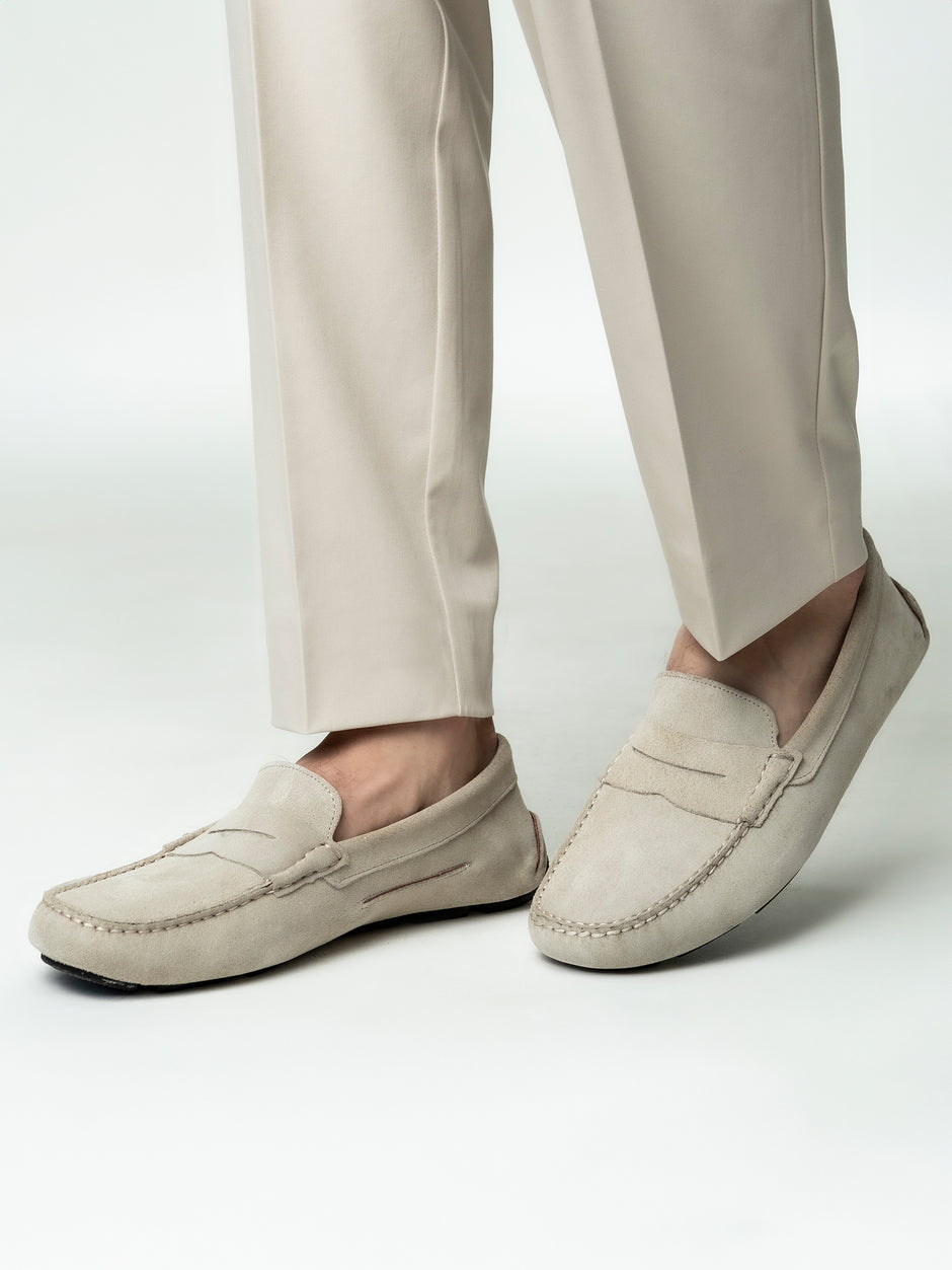 Mocasini Barbati Penny Crem Din Piele Intoarsa BMan224 (2)
