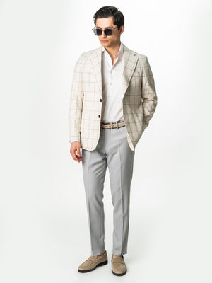 Pantaloni Gri Deschis Eleganti Barbati Stofa De Vara Lana Sarto BMan700