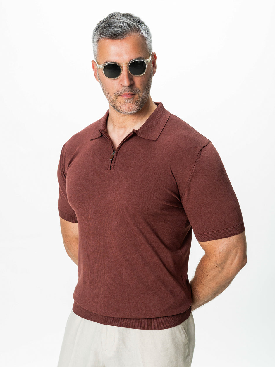 Tricou Barbati Polo Bordo din Rayon cu Fermoar BMan0101 (2)