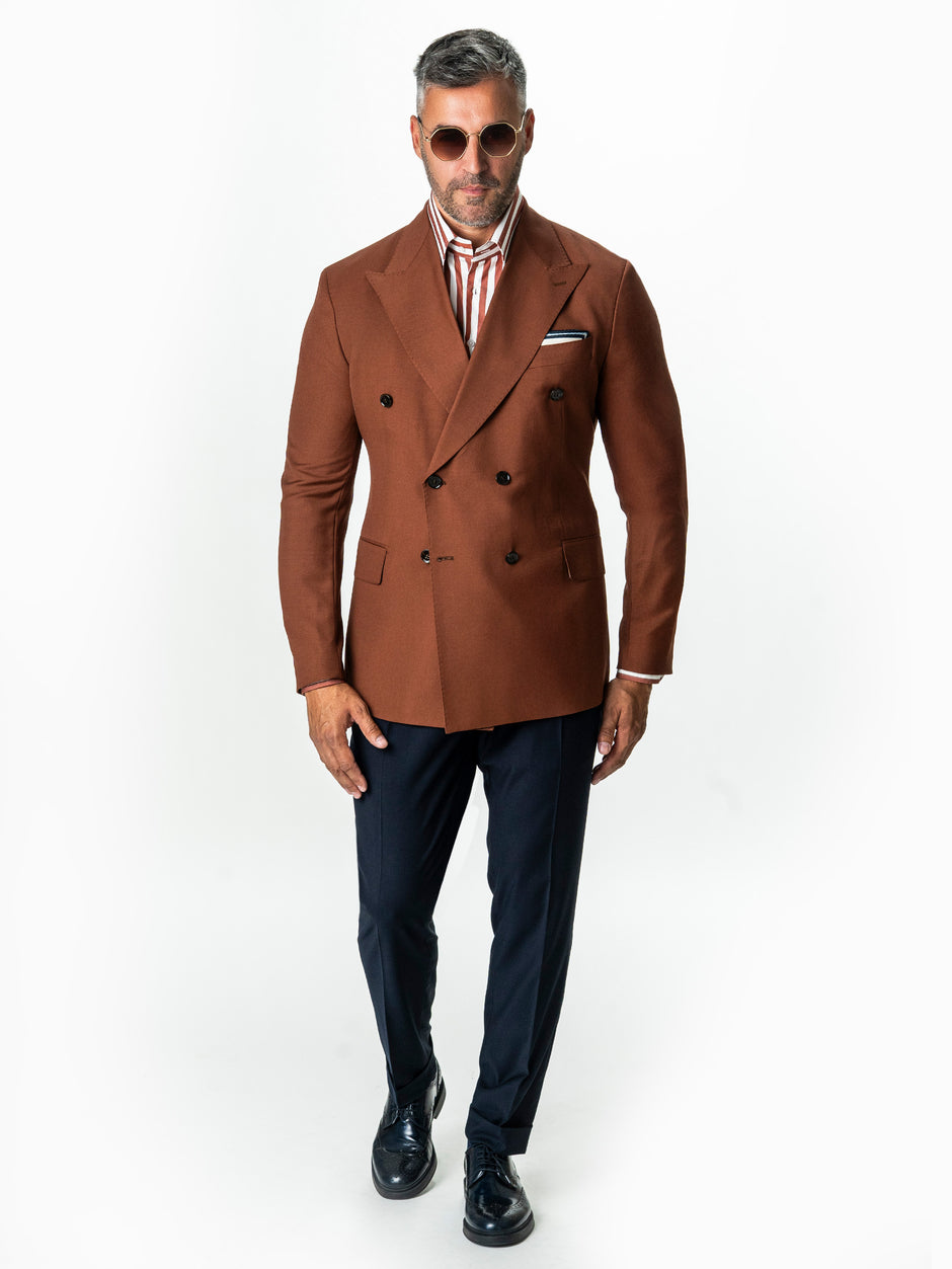 Sacou Doua Randuri Barbati Caramiziu 100% Lana Vitale Barberis BMan0057 (2)