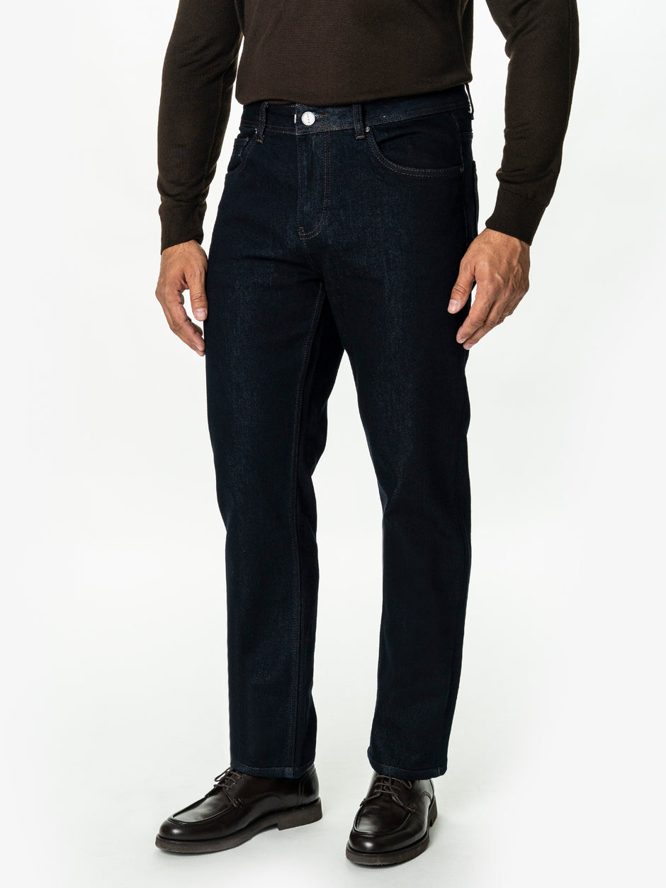 Blugi Barbati Bleumarin Inchis Denim T400 Relaxed Fit BMan0010 (1)