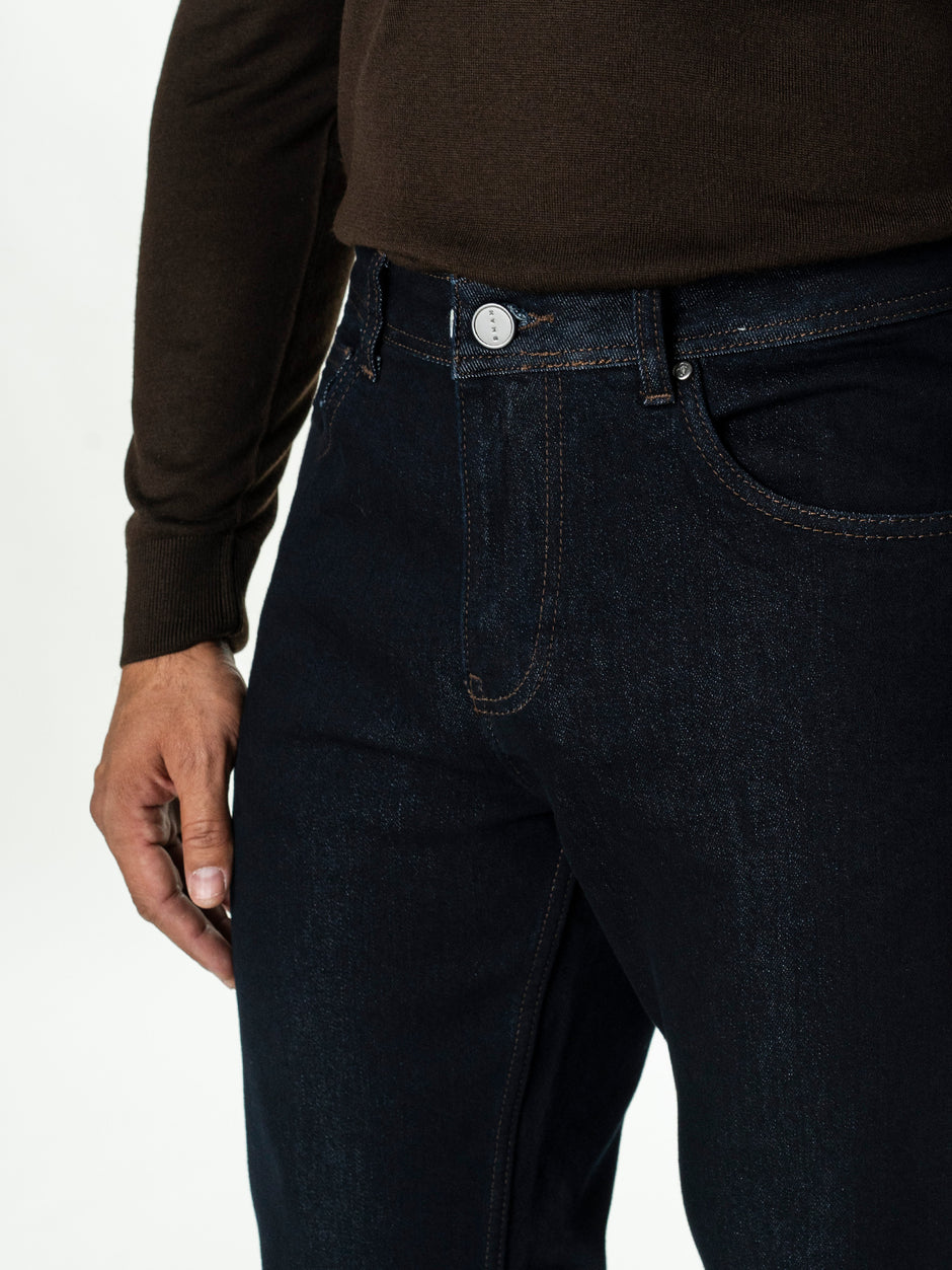 Blugi Barbati Bleumarin Inchis Denim T400 Relaxed Fit BMan0010 (9)