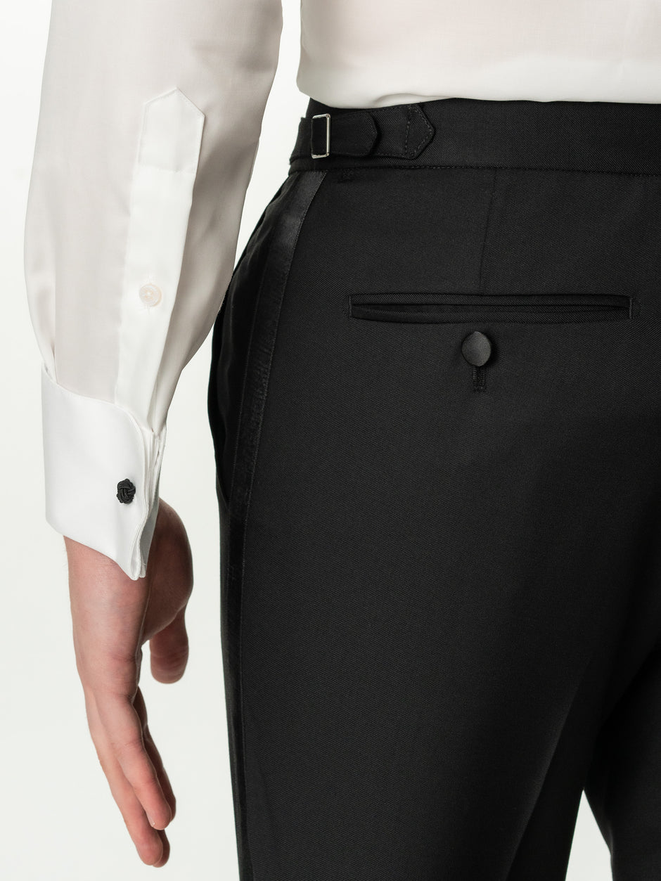 Costum Barbati Negru Smoking Ceremonie Lana Vitale Barberis 110'S BMan0012 (5)