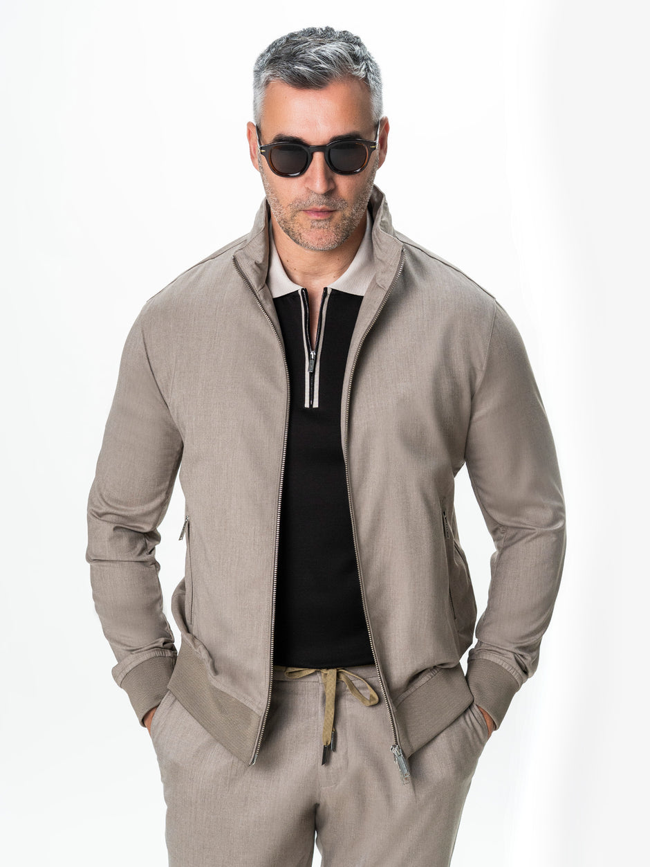 Tricou Barbati Polo Cafeniu Guler Crem 100% Bumbac Egiptean BMan293 (5)