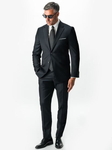 Costum Elegant & Business Barbati Gri Inchis 100% Lana Finitura Felice All Season BMan0001 (1)