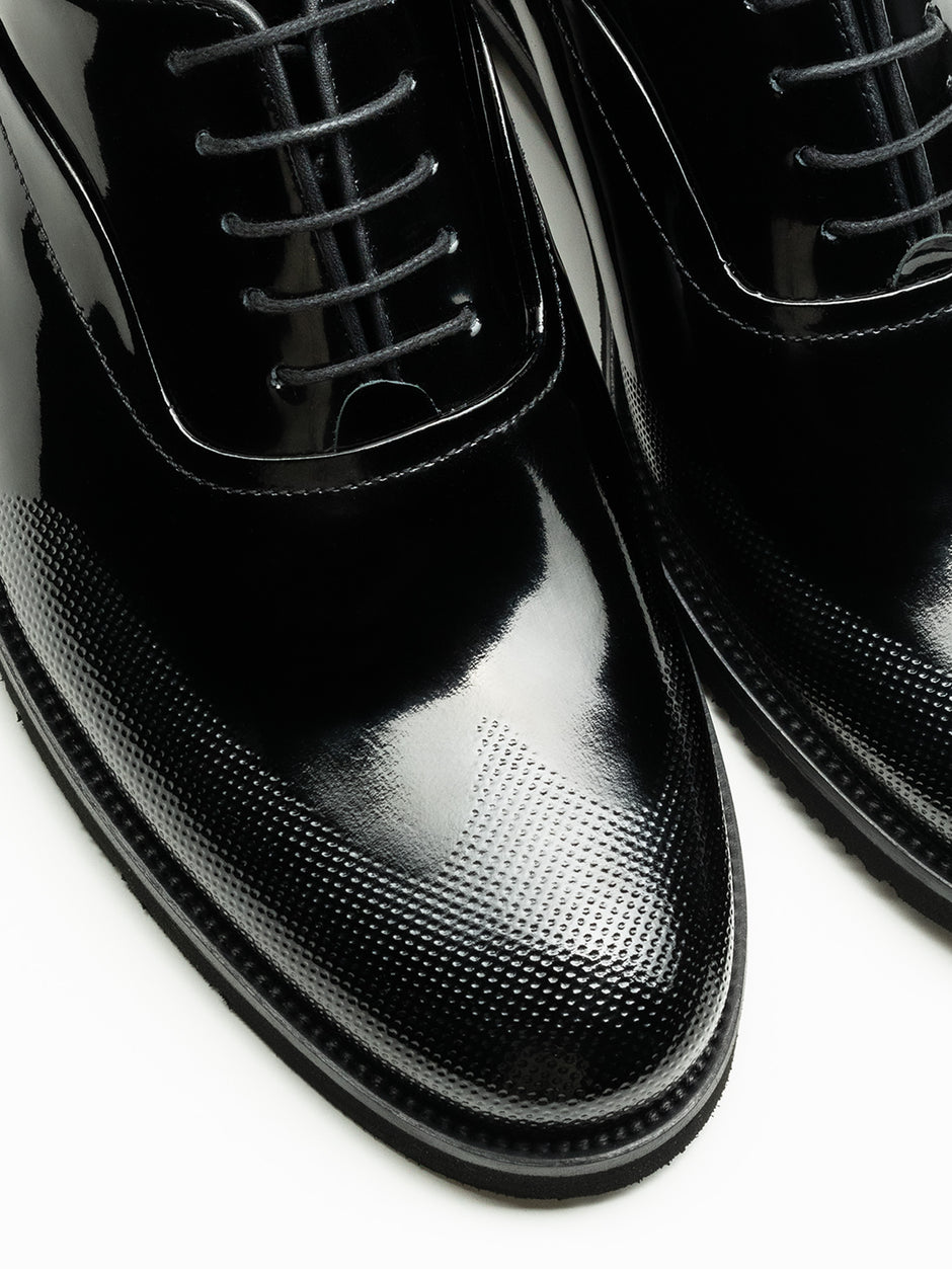 Pantofi Eleganti Barbati Negru Lucios Oxford Piele Naturala Cu Insertie Pe Bombeu BMan0406 (3)