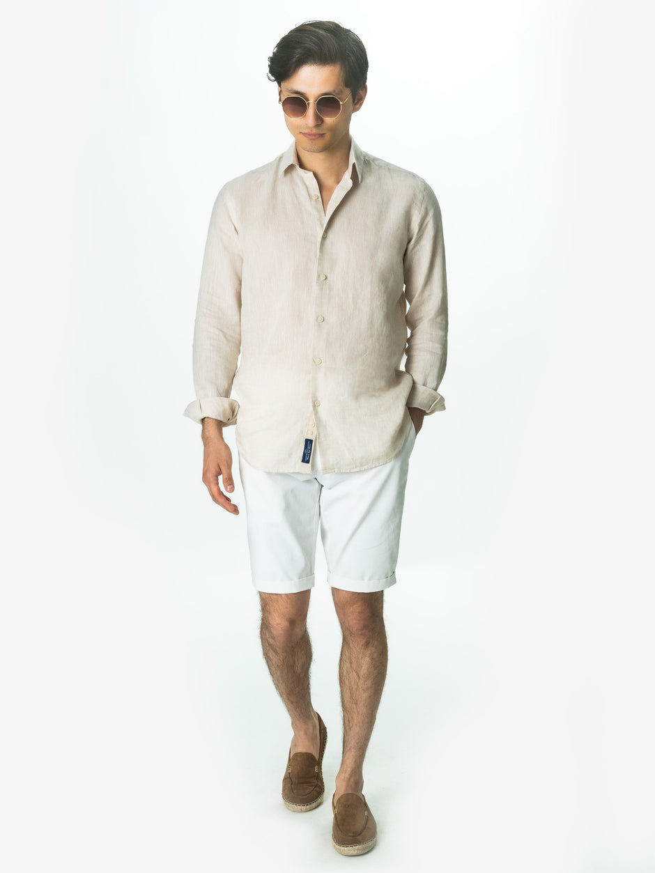 Camasa Crem In Natural Tessitura Monti Bărbați De Vara BMan855 (8)