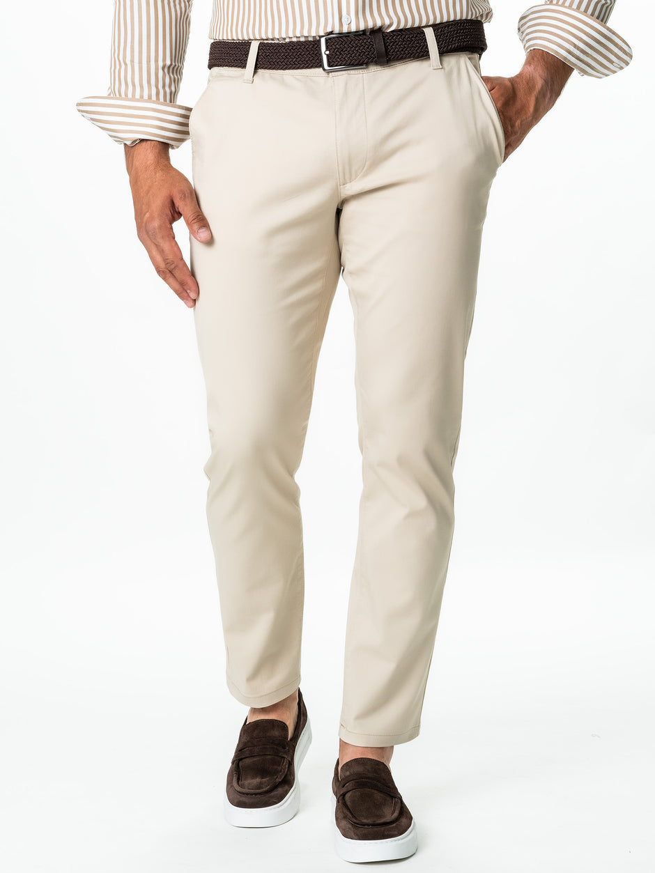 Pantaloni Casual Crem Barbati Tip Denim BMan346 (3)