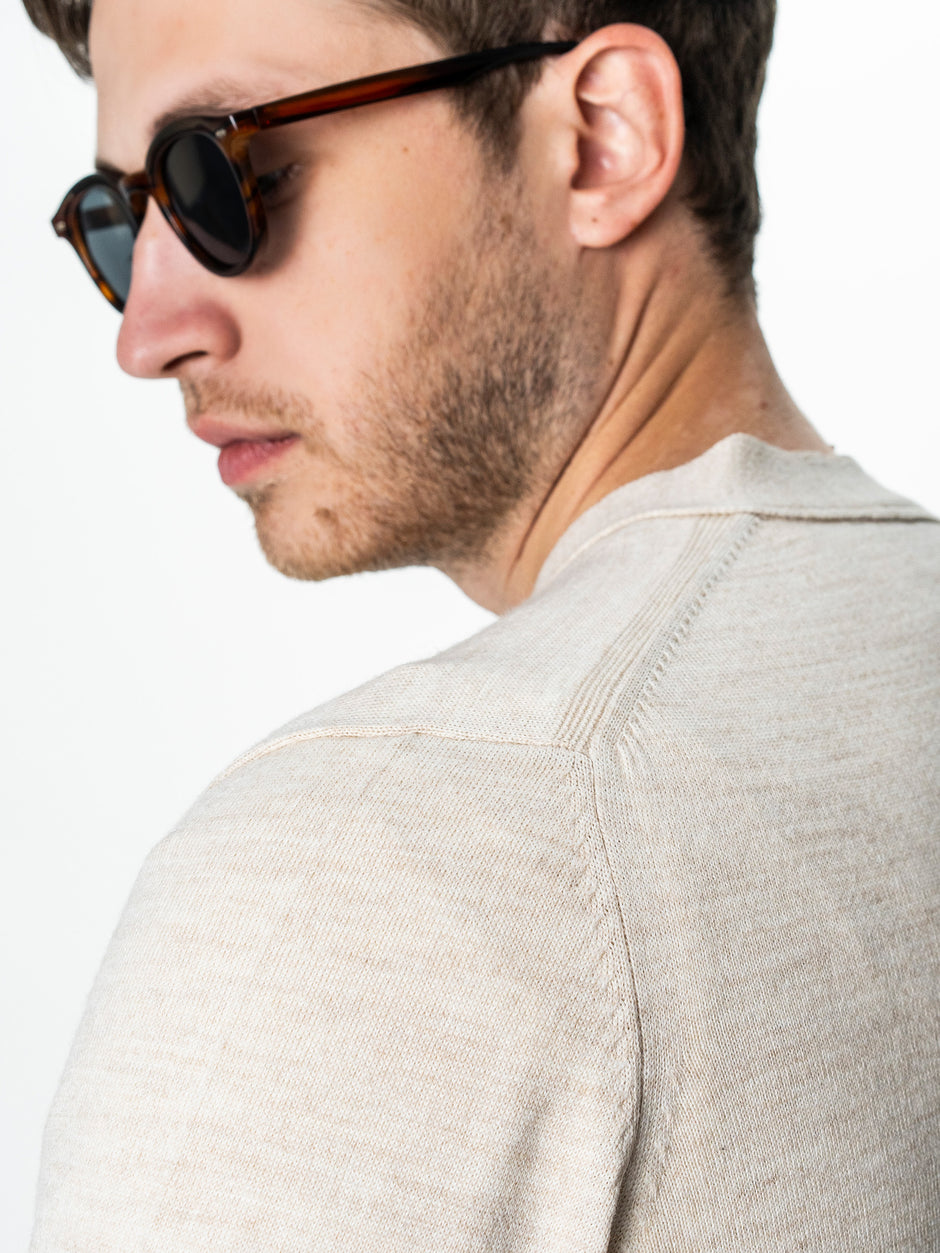 Pulover Crem Barbati Cu Nasturi Tip Cardigan BMan0038 (7)