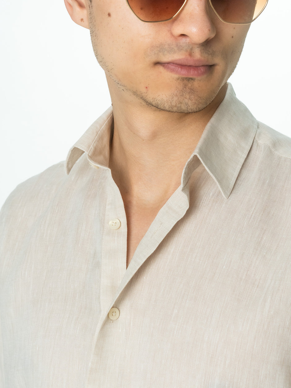 Camasa Crem In Natural Tessitura Monti Bărbați De Vara BMan855 (2)