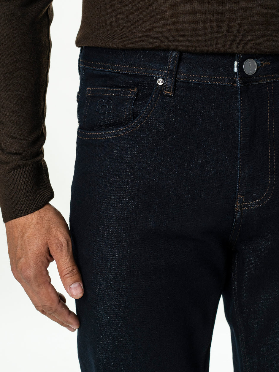 Blugi Barbati Bleumarin Inchis Denim T400 Relaxed Fit BMan0010 (4)