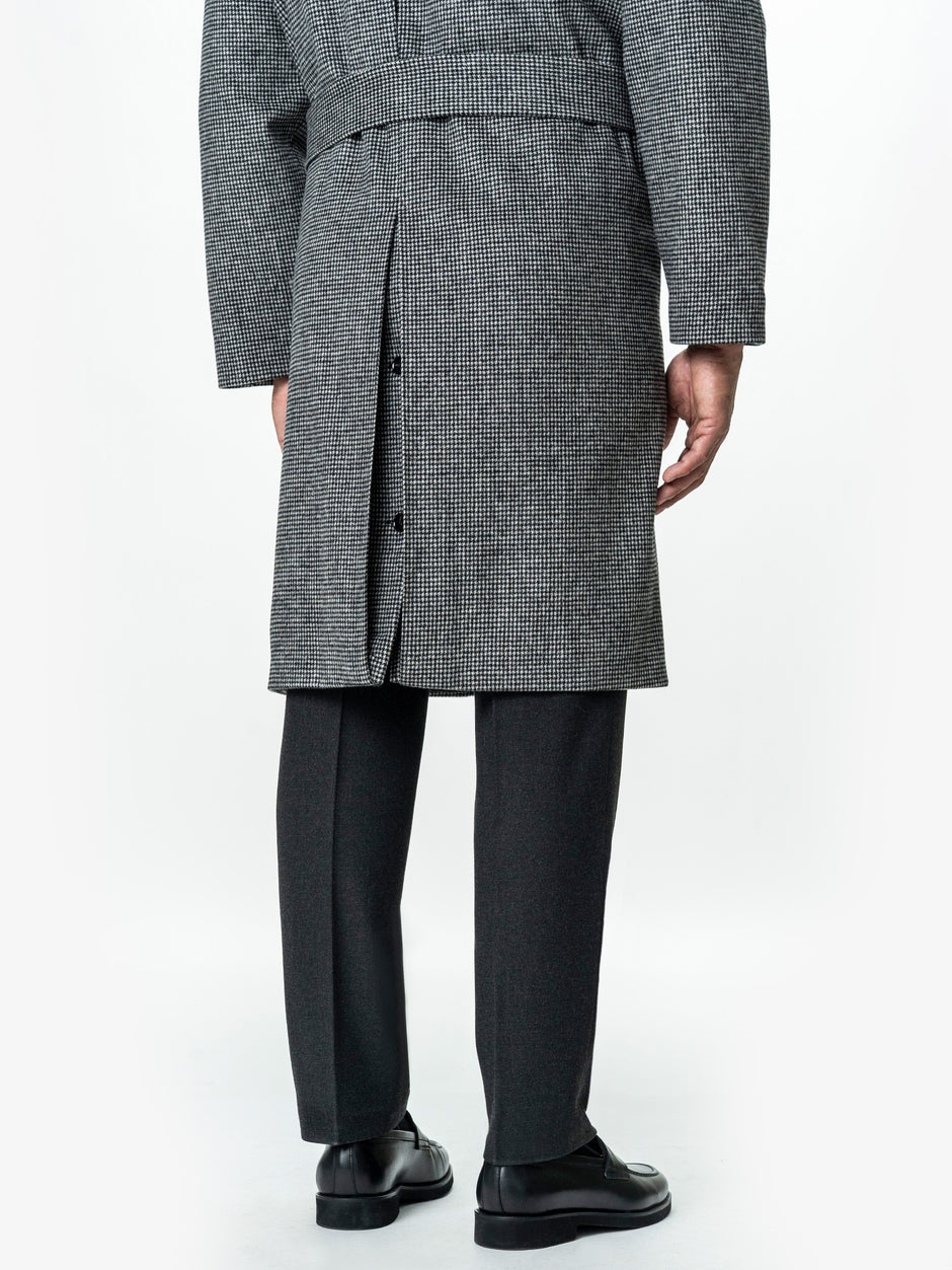 Palton Barbati Iarna Negru 100% Lana Houndstooth BMan0005 (9)