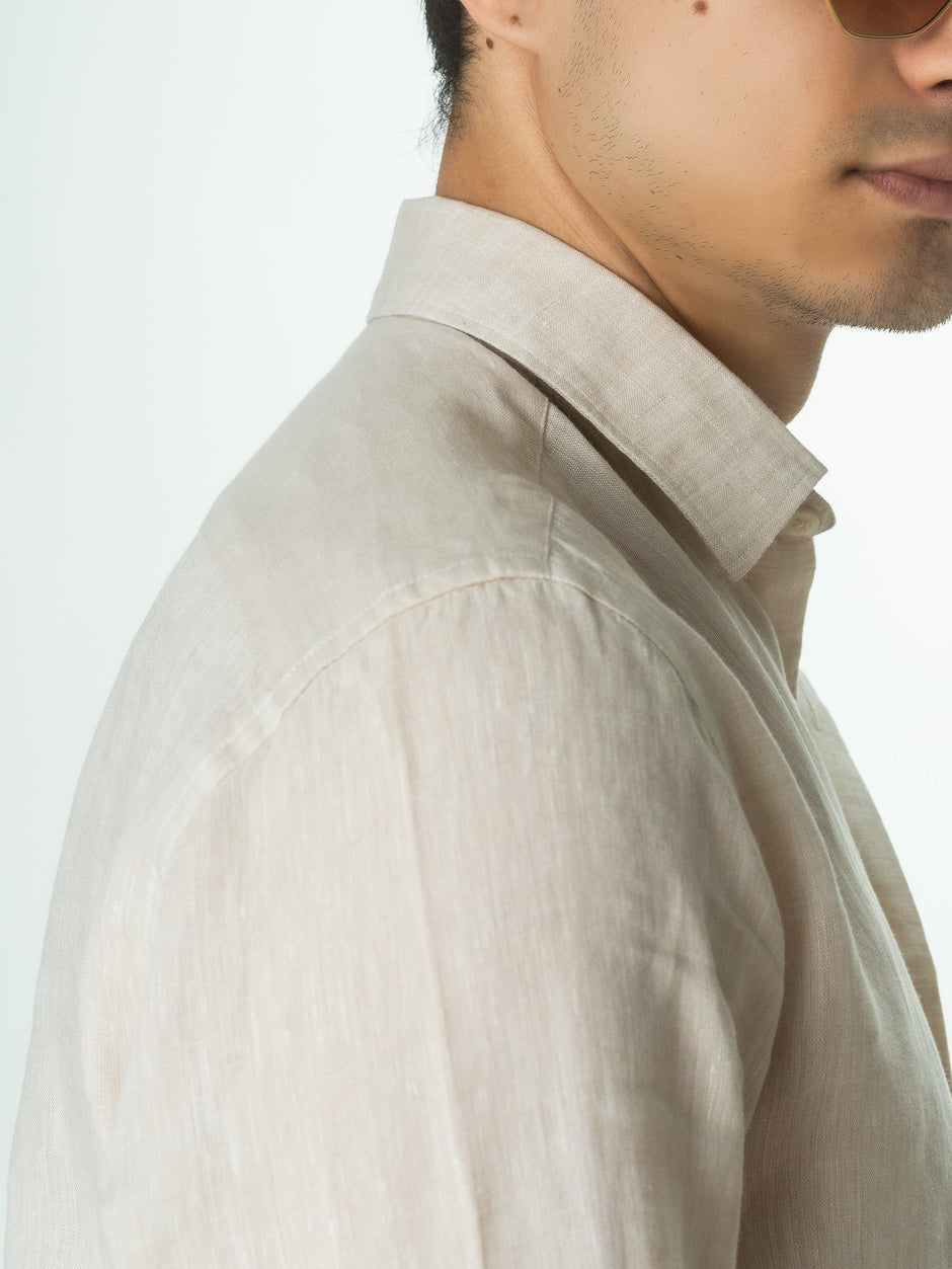Camasa Crem In Natural Tessitura Monti Bărbați De Vara BMan855 (6)