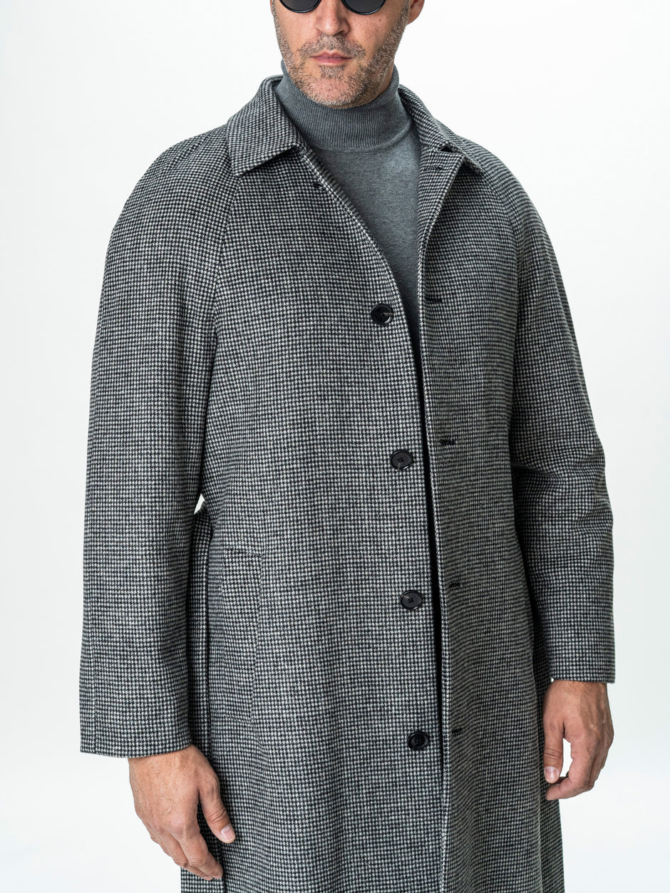 Palton Barbati Iarna Negru 100% Lana Houndstooth BMan0005 (10)