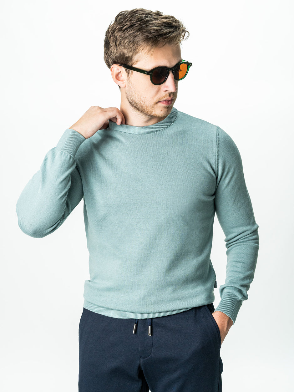 Pulover Casual Verde Menta Barbati Din Bumbac Levent Cottone BMan0008 (4)