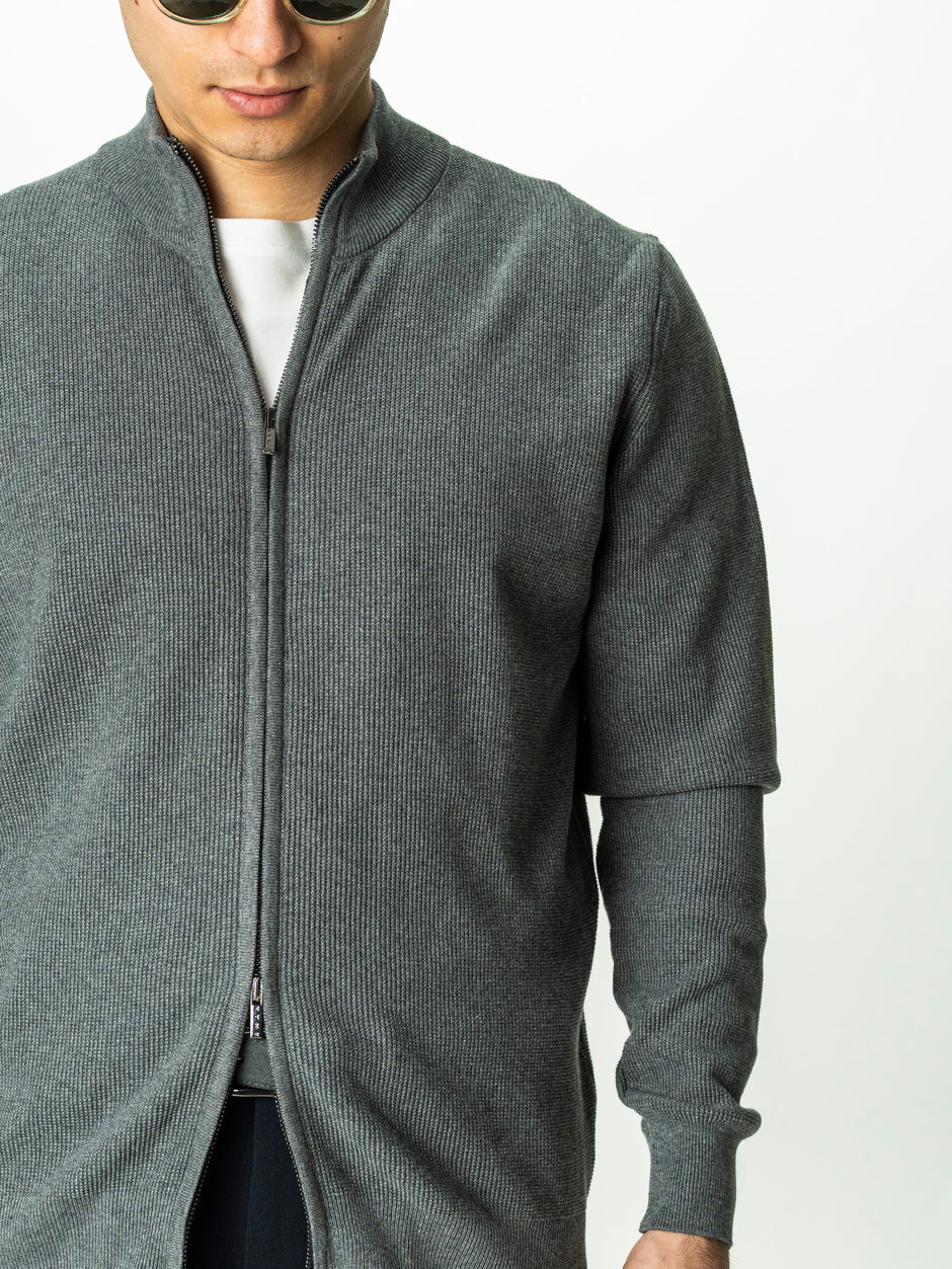 Pulover Barbati Gri Cu Fermoar 100% Bumbac BMan0029 (5)