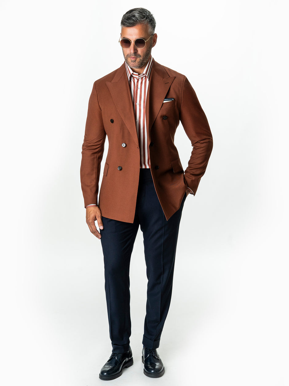 Sacou Doua Randuri Barbati Caramiziu 100% Lana Vitale Barberis BMan0057 (5)