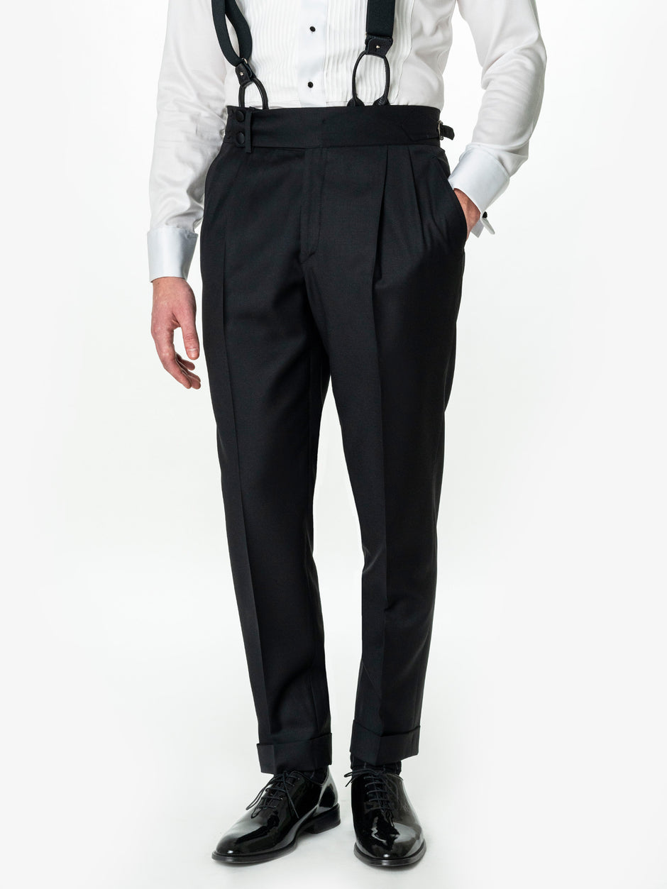 Costum Barbati Smoking Negru Lana Vitale Barberis Super 110 BMan343 (8)