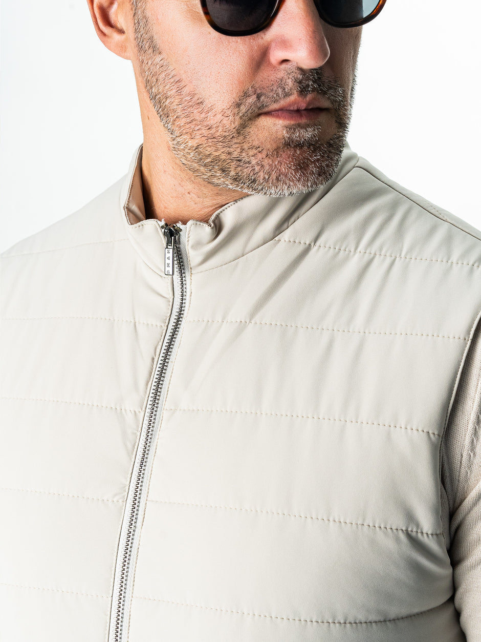 Vesta Barbati Casual Crem Cu Inchidere Fermoar Design Punto BMan0001 (7)