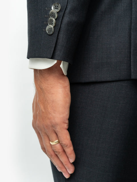 Costum Elegant & Business Barbati Gri Inchis 100% Lana Finitura Felice All Season BMan0001 (8)