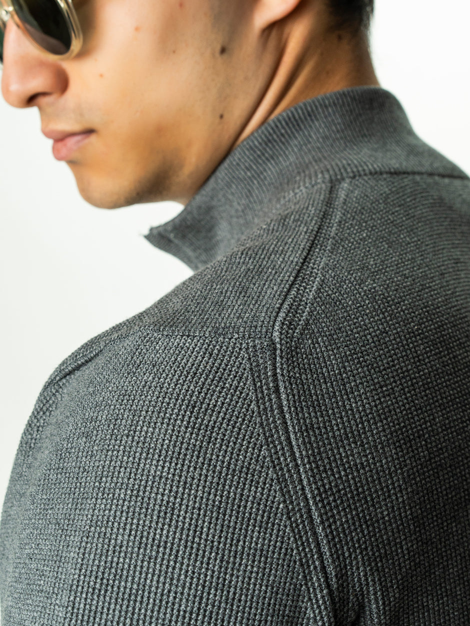 Pulover Barbati Gri Cu Fermoar 100% Bumbac BMan0029 (6)