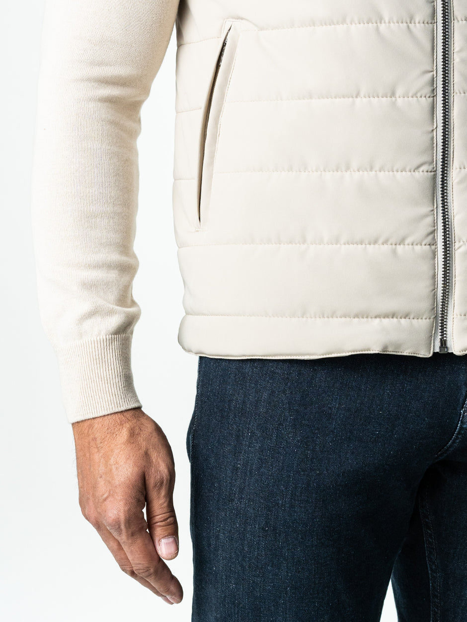 Vesta Barbati Casual Crem Cu Inchidere Fermoar Design Punto BMan0001 (8)