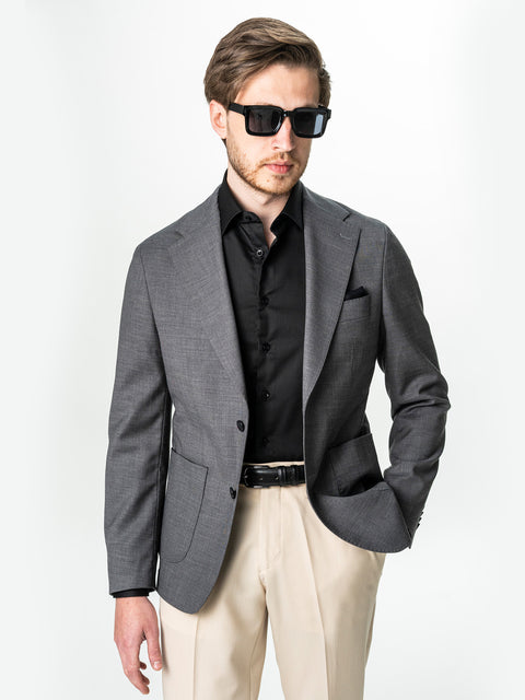 Sacou Smart Casual Gri Inchis Barbati Lana & Bumbac BMan0002