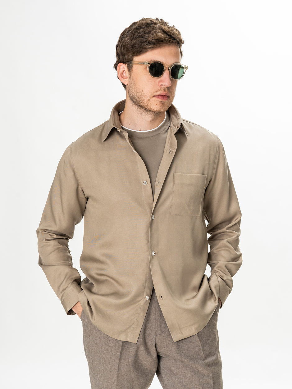 Camasa Barbati Bej din 100% Bumbac Relaxed Fit BMan0407 (3)