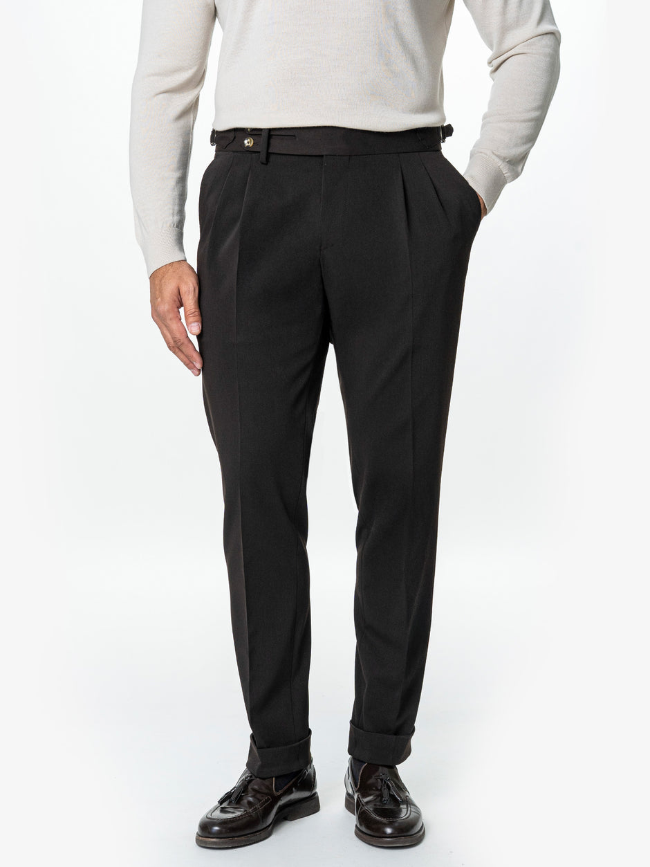 Pantaloni Cu Pense Barbati Maro Cafeniu Gurkha Din Stofa De Toamna BMan702 (5)