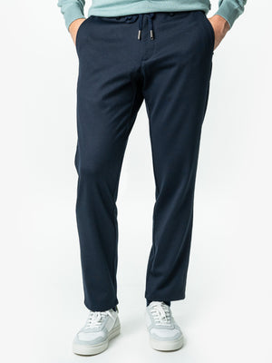 Pantaloni Casual Bleumarin Barbati Full Stretch Cu Snur BMan0012