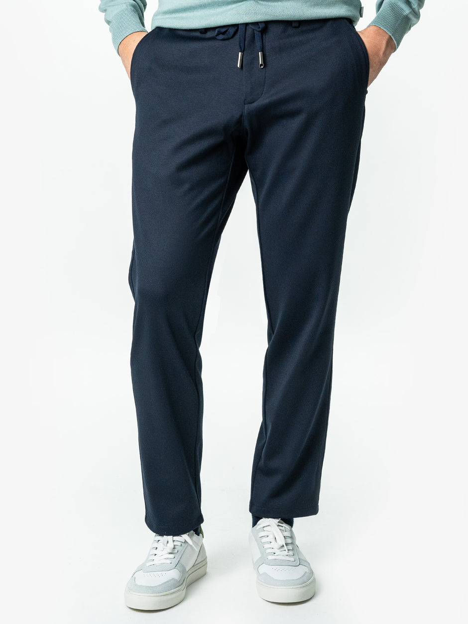 Pantaloni Casual Bleumarin Barbati Full Stretch Cu Snur BMan0012 (1)