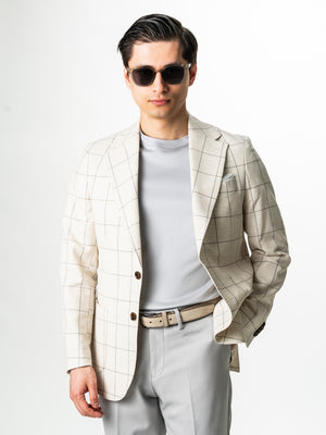 Sacou Barbati Crem Carouri Gri Vara Necaptusit Lana Vitale Barberis BMan0051
