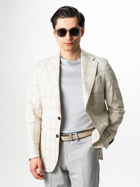 Sacou Barbati Crem Carouri Gri Vara Necaptusit Lana Vitale Barberis BMan0051