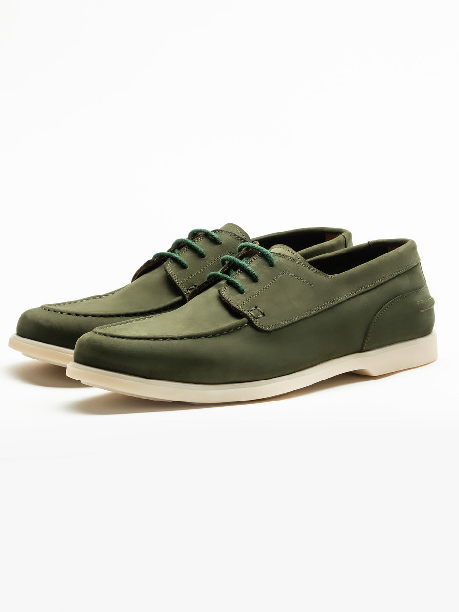 Pantofi Barbati Verde Kaki Piele Naturala Nubuc Smart Casual & Office Flexo Comfort BMan218 (1)