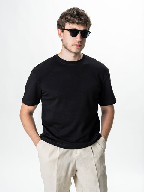 Tricou Simplu Barbati Negru Oversize 100% Bumbac Natural BMan0001