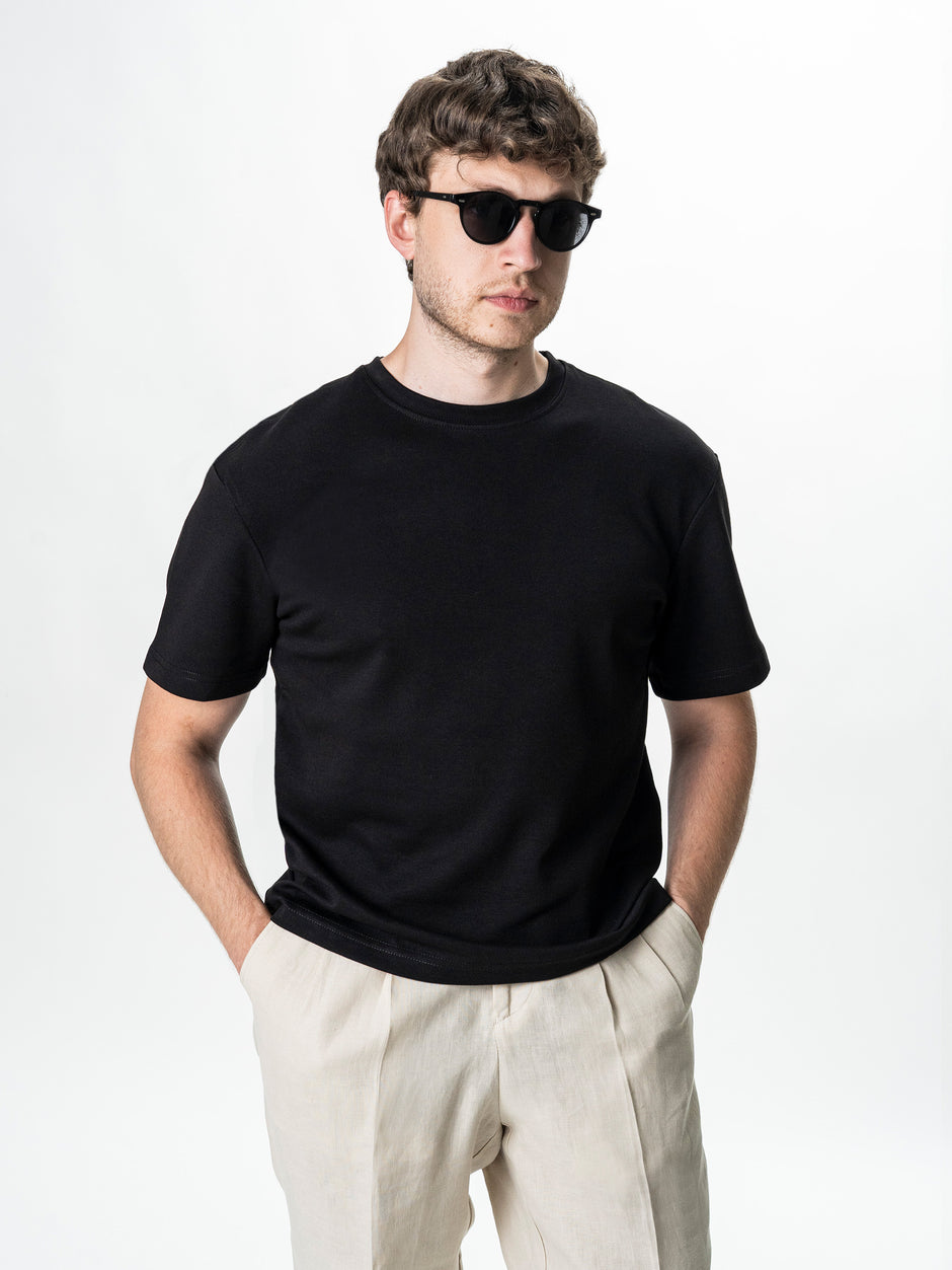 Tricou Simplu Barbati Negru Oversize 100% Bumbac Natural BMan0001 (1)