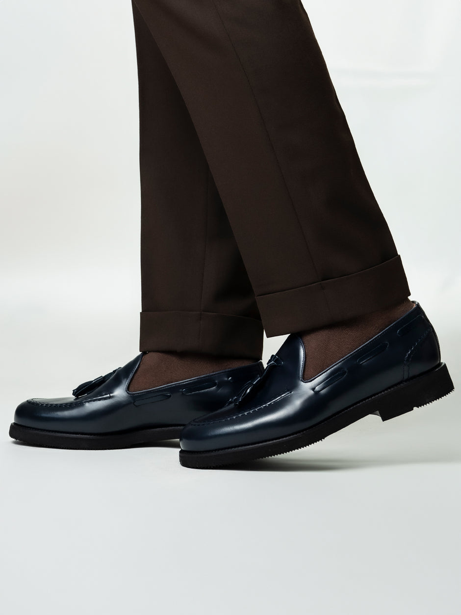 Mocasini Barbati Tassel Loafers Albastru Semilucios Piele Naturala BMan215 (5)