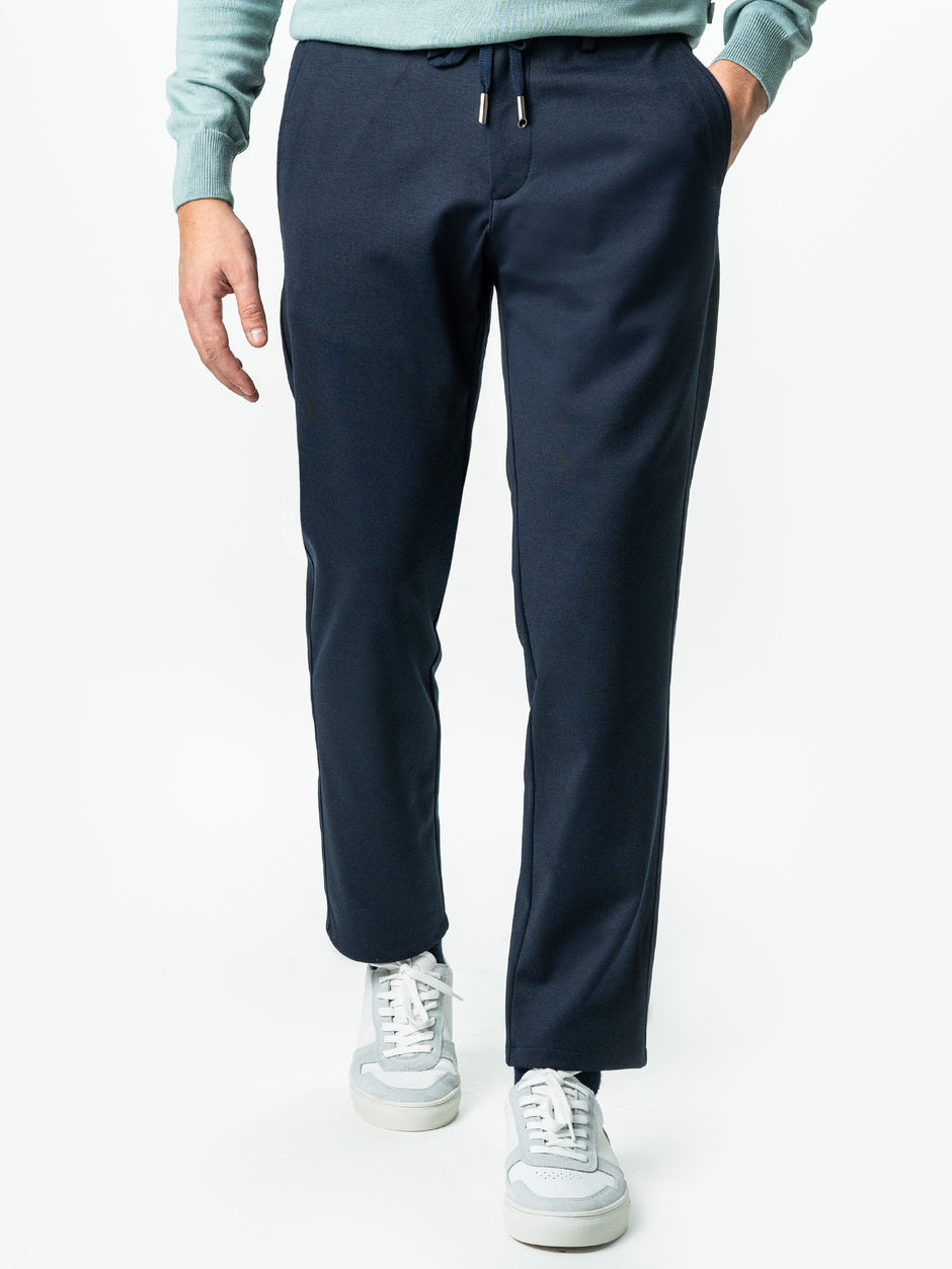 Pantaloni Casual Bleumarin Barbati Full Stretch Cu Snur BMan0012 (4)