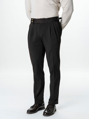 Pantaloni Cu Pense Barbati Maro Cafeniu Gurkha Din Stofa De Toamna BMan702