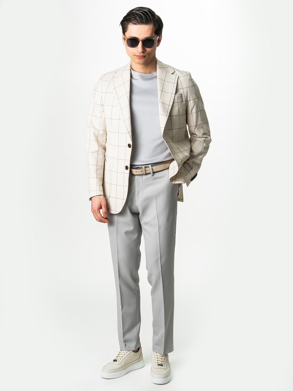 Pantaloni Gri Deschis Eleganti Barbati Stofa De Vara Lana Sarto BMan700 (7)