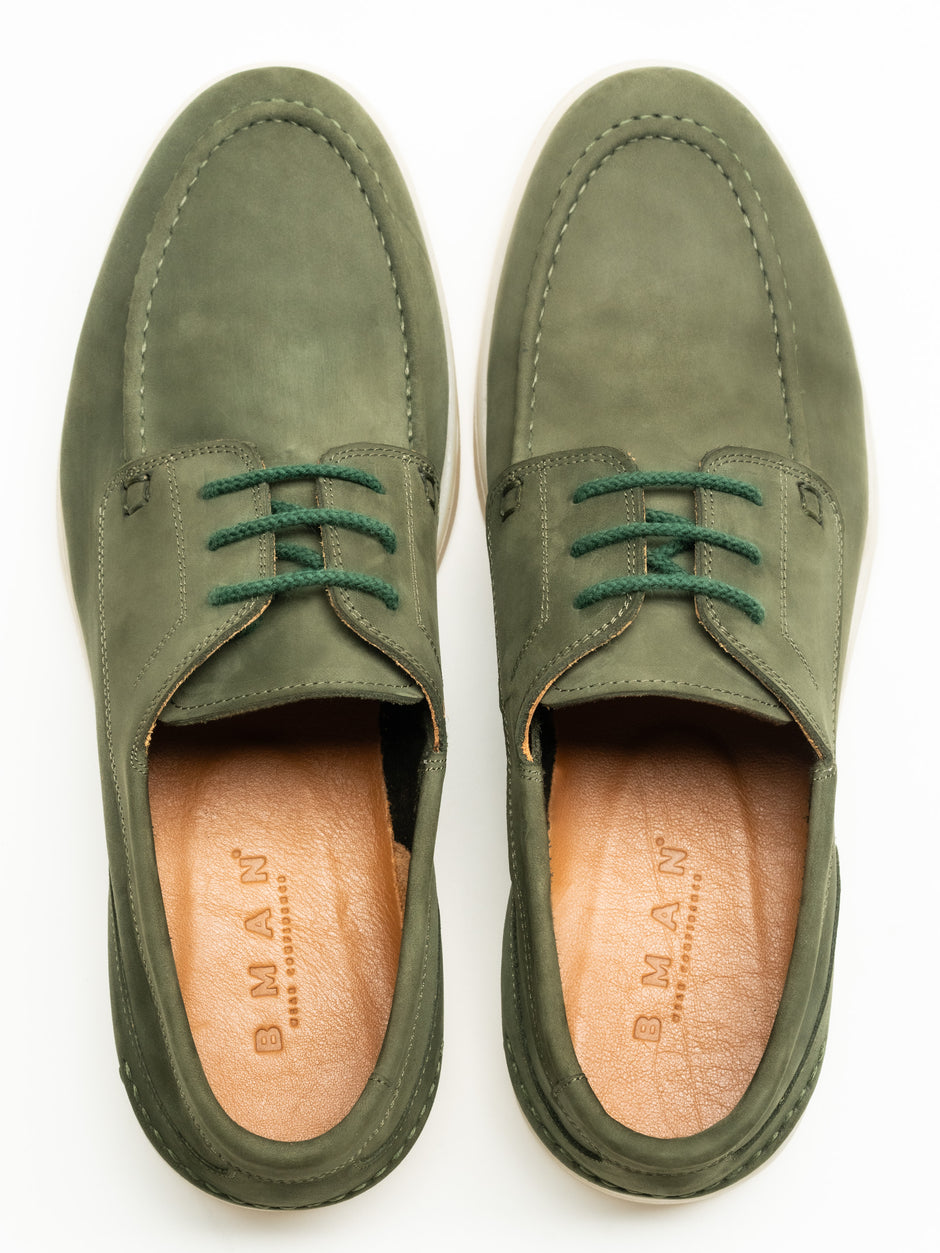 Pantofi Casual Barbati Verde Din Piele Naturala Nubuc Talpa Ortopedica BMan218 (9)