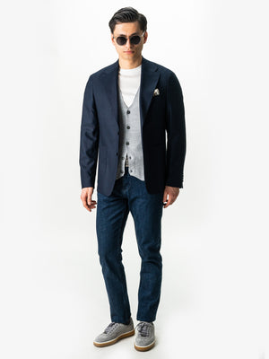 Pulover Gri Barbati Cu Nasturi Tip Cardigan Din Lana Merinos BMan0017