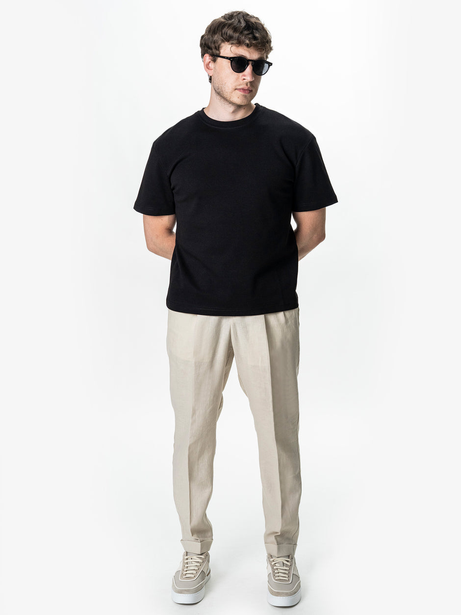Tricou Simplu Barbati Negru Oversize 100% Bumbac Natural BMan0001 (5)