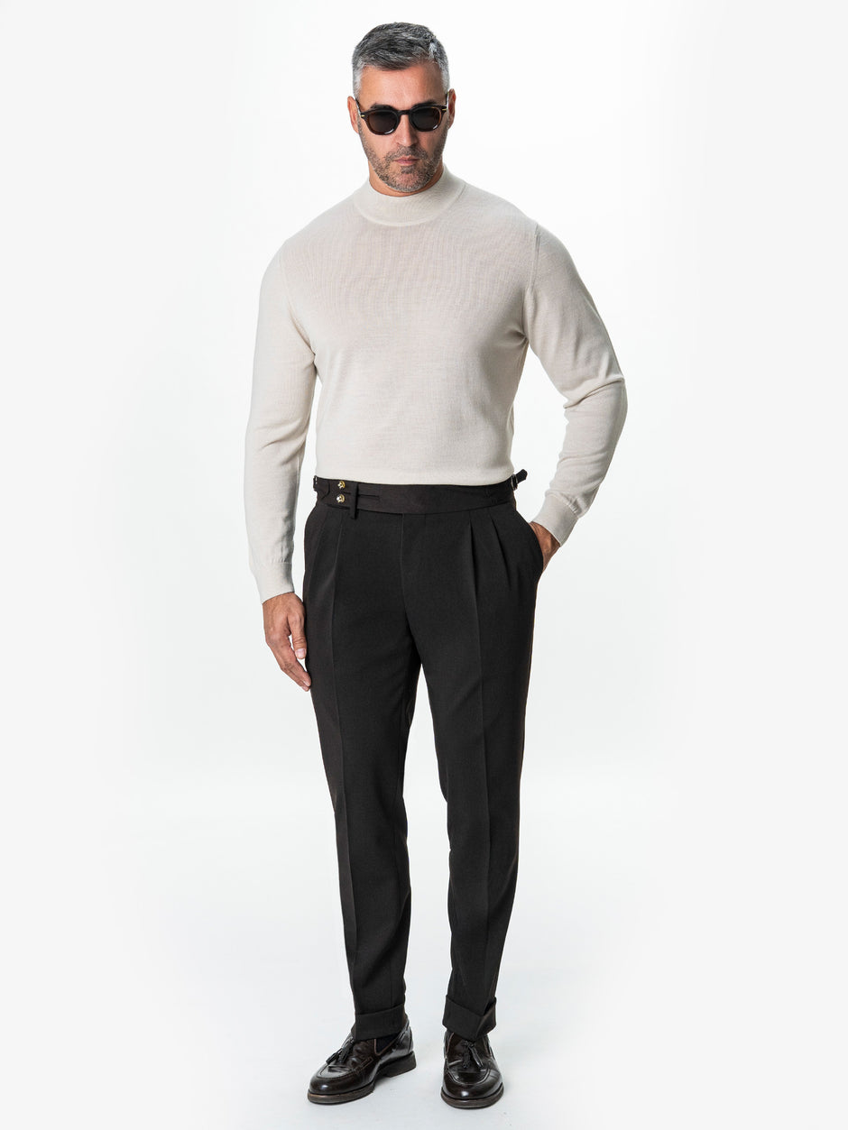 Pantaloni Cu Pense Barbati Maro Cafeniu Gurkha Din Stofa De Toamna BMan702 (4)