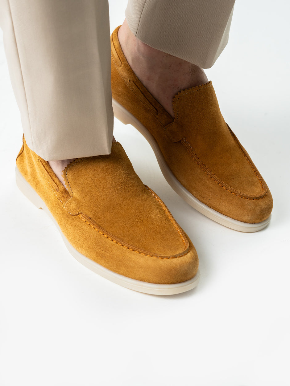 Mocasini Barbati City Loafers Bej Mango Piele Intoarsa Naturala BMan197 (6)