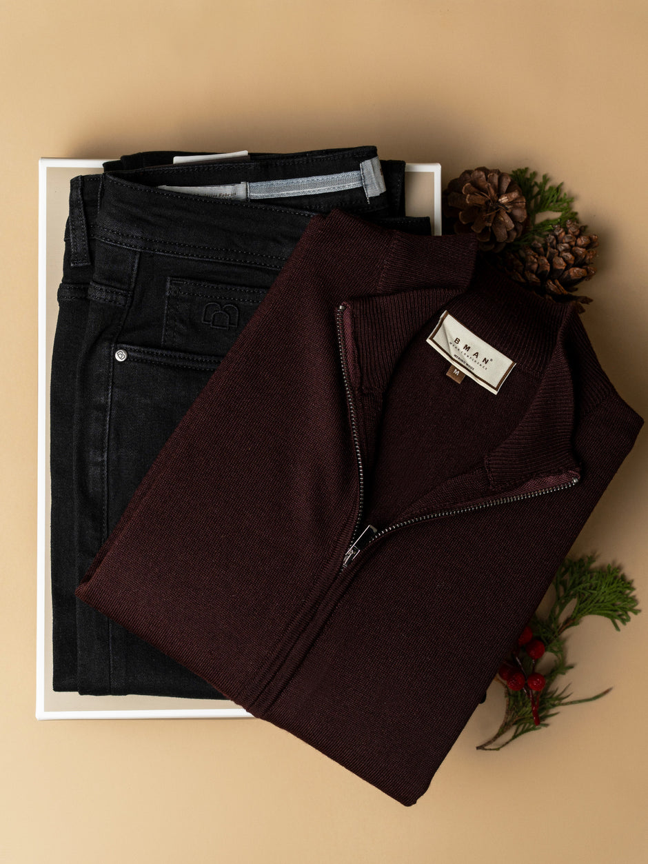 Pachet Cadou Barbati Pulover Cu Fermoar Si Blugi Bman0083 (1)