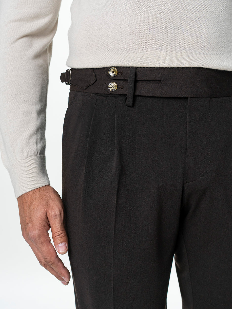 Pantaloni Cu Pense Barbati Maro Cafeniu Gurkha Din Stofa De Toamna BMan702 (3)