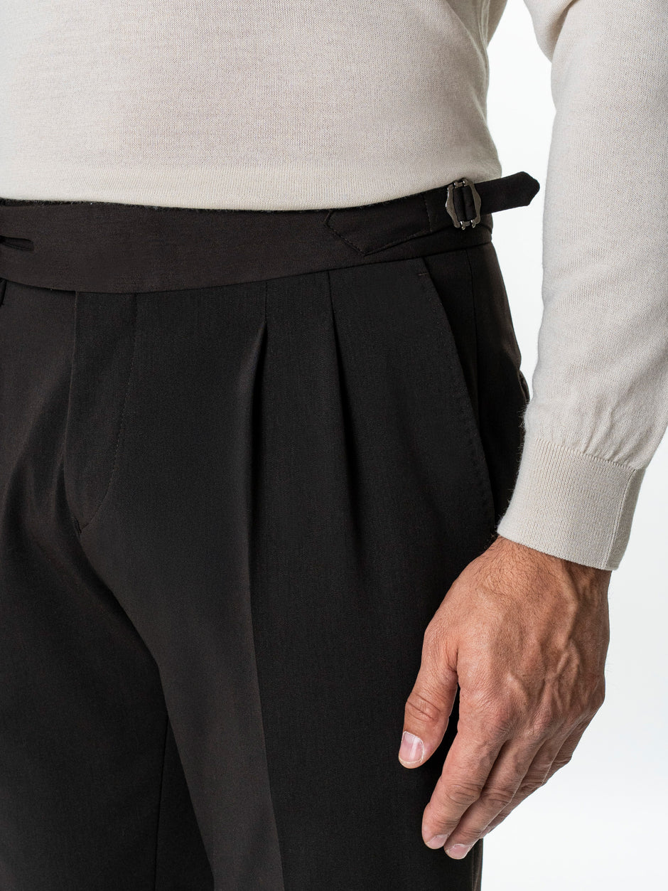 Pantaloni Cu Pense Barbati Maro Cafeniu Gurkha Din Stofa De Toamna BMan702 (6)