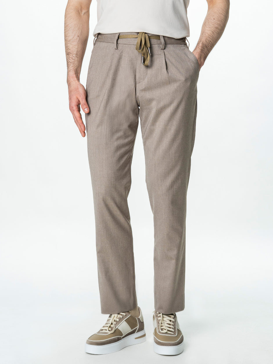 Pantaloni Barbati Casual Crem Din Lana BMan0104 (4)