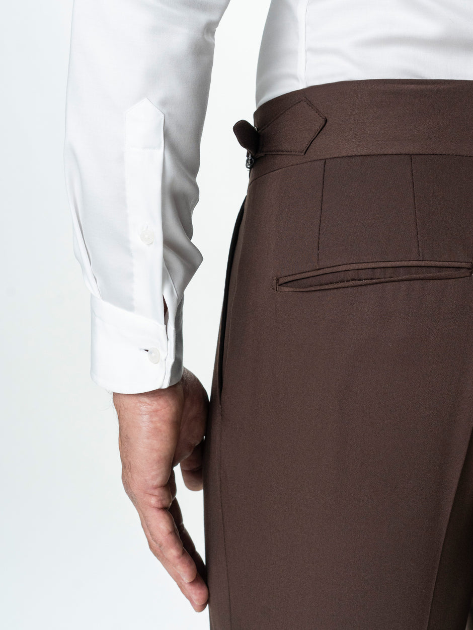 Pantaloni Cu Pense Barbati Maro Cafeniu Gurkha Din Stofa BMan702 (5)